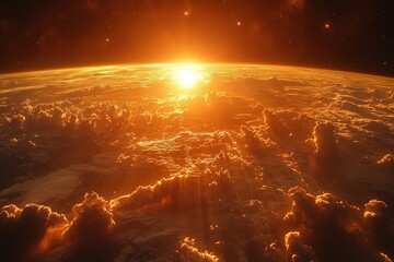 Golden Sunset Over Rolling Hills With Soft White Gradients Blending Into the Sky and Distant Mountains Illuminating the Evening Landscape