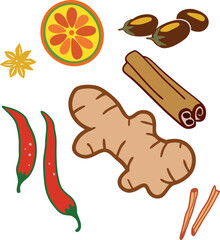 set of spices and herbs
