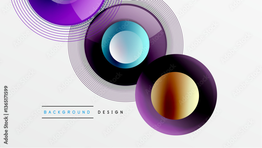 Poster Abstract composition of overlapping circles with smooth gradients and transparency effects. Clean and modern design emphasizing depth, symmetry, and a minimal aesthetic