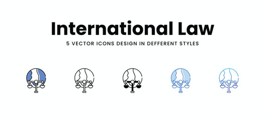 International Law vector icons set stock illustration