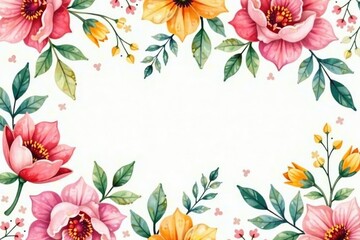 Obraz premium Watercolor-style floral repeat, soft hues, organic feel, texture, beautiful, romantic