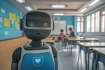 Robot teaching assistant engages students in a modern classroom setting