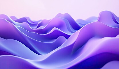 Obraz premium Abstract wavy landscape of vibrant purple and blue. Fluid, dynamic shapes create a sense of movement and depth. Soft gradient hues transition seamlessly