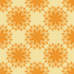 Yellow ethnic flower pattern for background, seamless pattern.