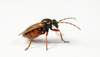 Close-up of single insect on pure white background, nature, isolated