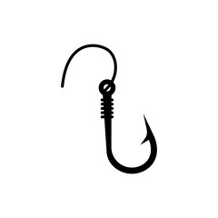 A single steel fish hook featuring a sharp point and curved design, ideal for catching various fish.
