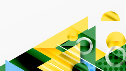 Modern Abstract Design with Overlapping Transparent Triangles and Circles