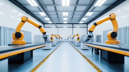 An advanced robotics lab where robotic arms are assembling artificial intelligence hardware for smart cities, precision systems ensuring seamless integration of AI components, High-tech style