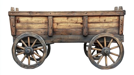 Fototapeta premium Wooden Cart Wagon on Transparent Background --
