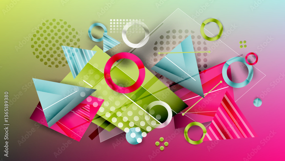 Poster abstract background geometric design with colorful gradients