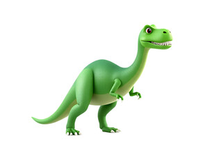Cute green dinosaur illustration in 3d render