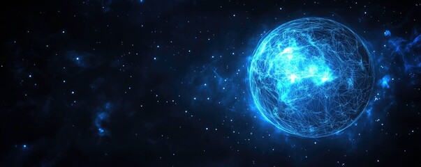 Obraz premium Global Network: Earth in Space, Digital Style