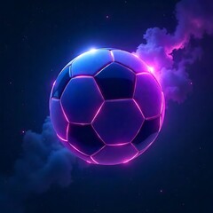 A white soccer sphere floats abstractly in the night sky