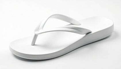 Single white flip-flop, isolated on pure white background, rubber, simple