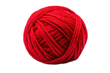 Vibrant red yarn ball for knitting and crochet projects, cut out