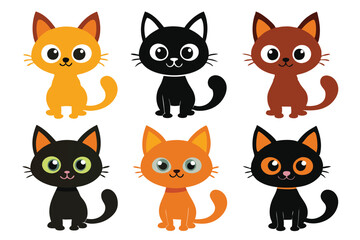 Obraz premium A vector collection of color Cat silhouettes on a white background.