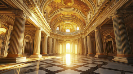 Obraz premium grand Roman inspired villa with Corinthian columns and ornate ceilings