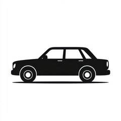Fototapeta premium Black Silhouette of a Classic Four Door Sedan on White Background