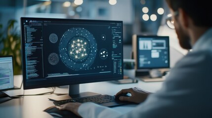 An AI powered anti virus software, detecting and removing malicious threats from computers and networks in real-time, Security tech style