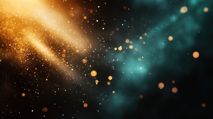 Fototapeta premium An abstract scene featuring glowing light rays with golden particles, creating a mesmerizing visual experience that represents creativity, inspiration, and the beauty of light in motion.