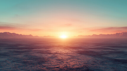 Naklejka premium Glowing border of mystery stretches across the horizon in an ethereal desert landscape