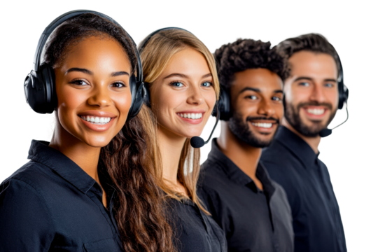 Customer support team smiling modern office professional portrait cut out