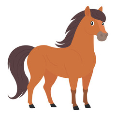 Horse in flat style. Vector illustration of an animal on a farm