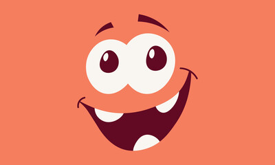 Red background with a monster's face. Vector illustration