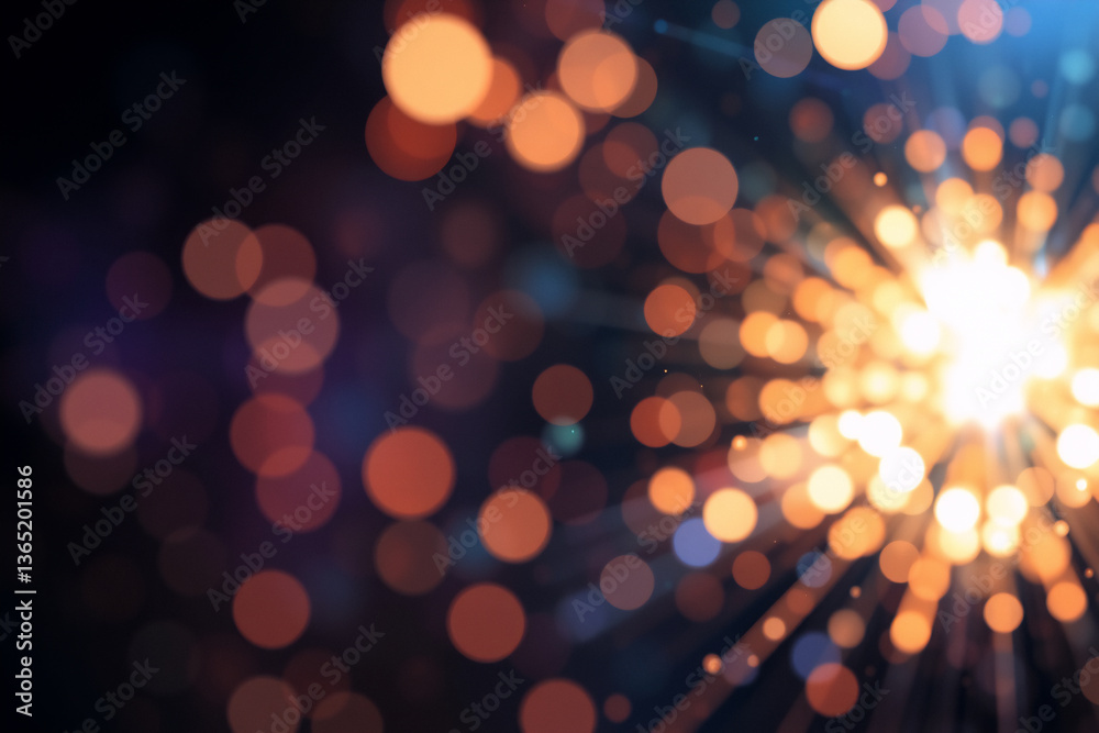 Aufkleber warm bokeh lights in shades of orange and yellow radiate from a central bright spot, creating a vibr
