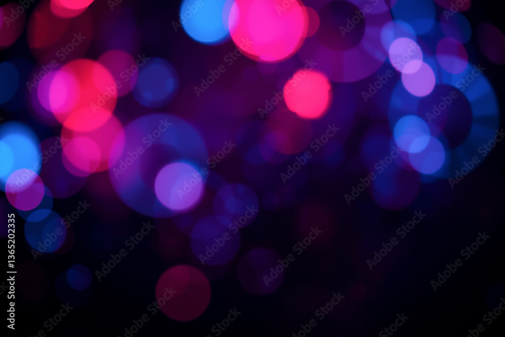 Poster abstract background with blurred, glowing circles in shades of pink, blue, and purple against a dark