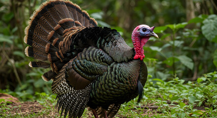 Majestic Ocellated Turkey displaying vibrant feathers in a natural habitat