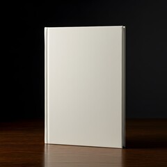 Minimalist Blank Book with Textured Wooden Surface and Dark Backdrop