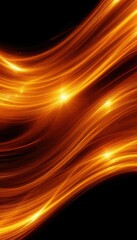 Bright golden highlights transitioning into orange hues on a black background (abstract). Generated AI