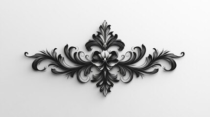 Elegant black and white floral ornament design with intricate details on a light background