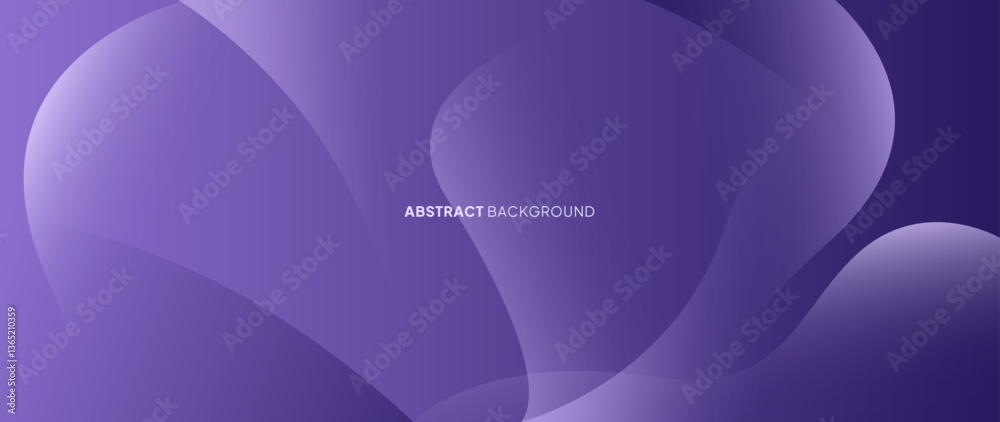 Poster abstract background is purple with subtle color gradations and shaded curved lines. the random wave-