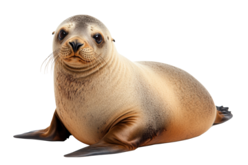 Cute seal resting on white background, cut out
