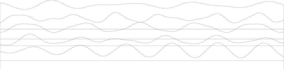 Monochrome abstract line waves on white background.