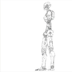 Obraz premium Futuristic robotic design with detailed mechanical components.