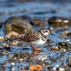 Ruddy turnstones Arenaria interpres resting in Arinaga. Aguimes. Gran Canaria. Canary Islands. Spain.