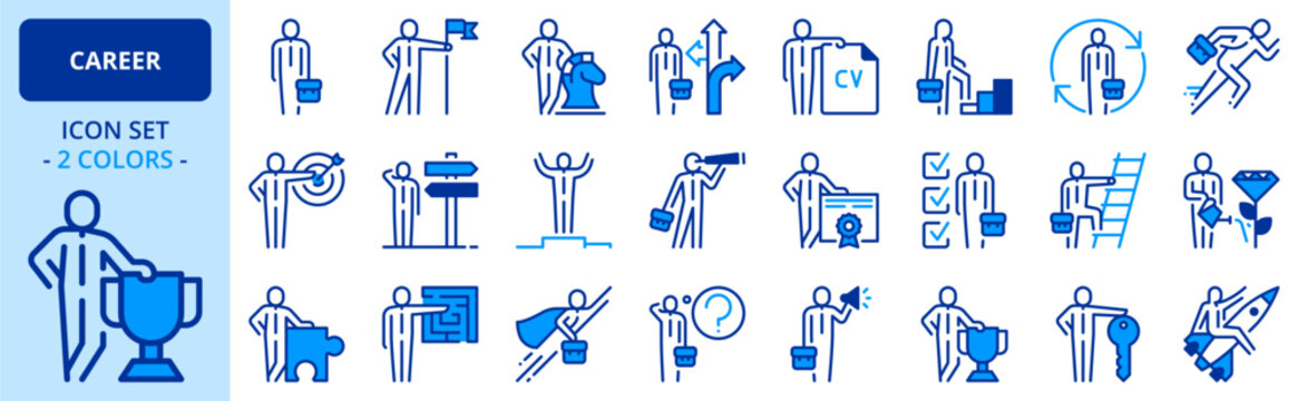Icons in two colors about career. Business concepts