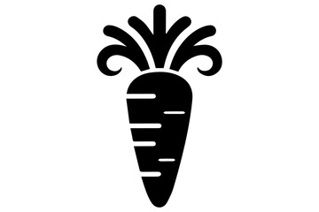 Simple black silhouette of a carrot white background vector illustration