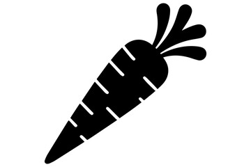 Simple black silhouette of a carrot white background vector illustration