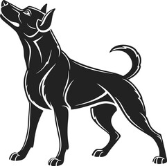 Fototapeta premium Loyal Companion: A monochromatic illustration of a dog, poised and attentive, exuding strength and loyalty. The dog's silhouette is a testament to the bond between human and animal.