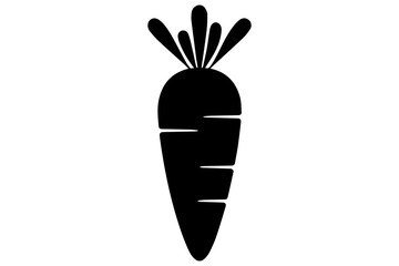 Simple black silhouette of a carrot white background vector illustration