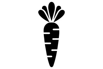 Simple black silhouette of a carrot white background vector illustration