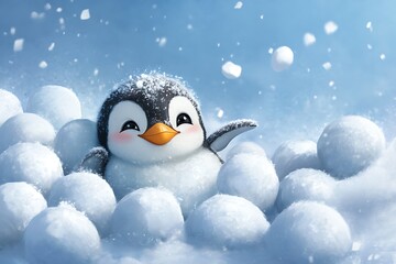 penguin on snow