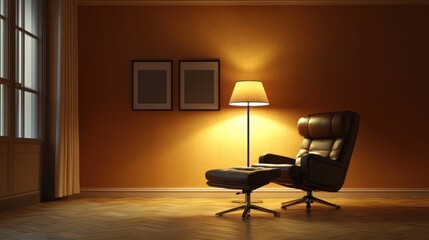 Serene Evening in a Cozy Living Room: A Relaxing Interior Design