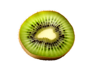 Cross section of ripe kiwi isolated on transparent background