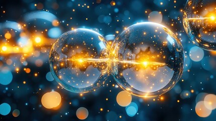 Abstract glowing orbs in a dark background