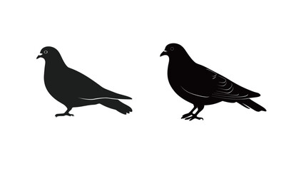 Obraz premium A simple and elegant pigeon silhouette, featuring a clean and minimalistic design. This graphic showcases the graceful outline of a pigeon in flight, ideal for use in nature, peace